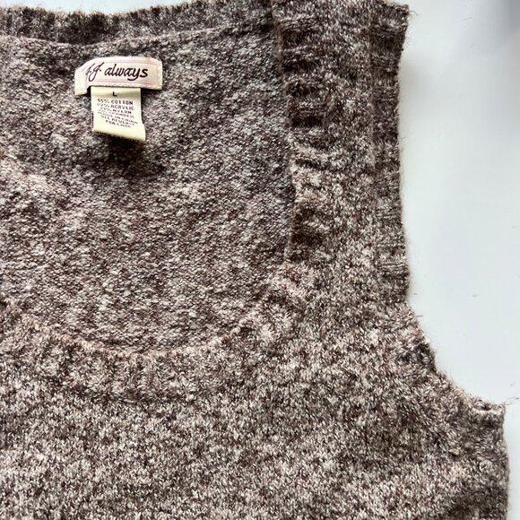 Knit Sleeveless Sweater Dress w/ Button Accents Beige Textured Womens Sz Large - Picture 5 of 7